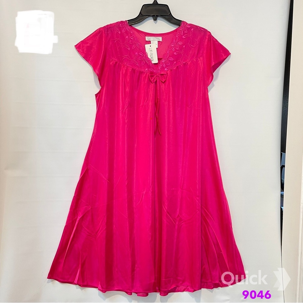 NWT Hot Pink Cap Sleeve Satin Nightgown